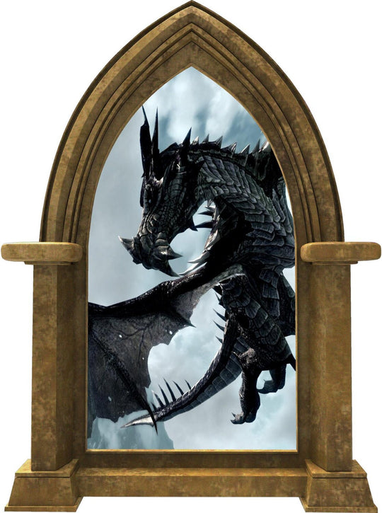 CastleScape Black Dragon 1 | Castle Window Wall Decal