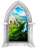 Castle Scape Castle #1 Stone Castle Window Wall Decal Sticker Mural Kids Bedroom Playroom Nursery Medieval Fantasy Fairytale Decor