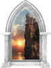 CastleScape Cliffs Edge at Sea Sunset | Castle Window Wall Decal