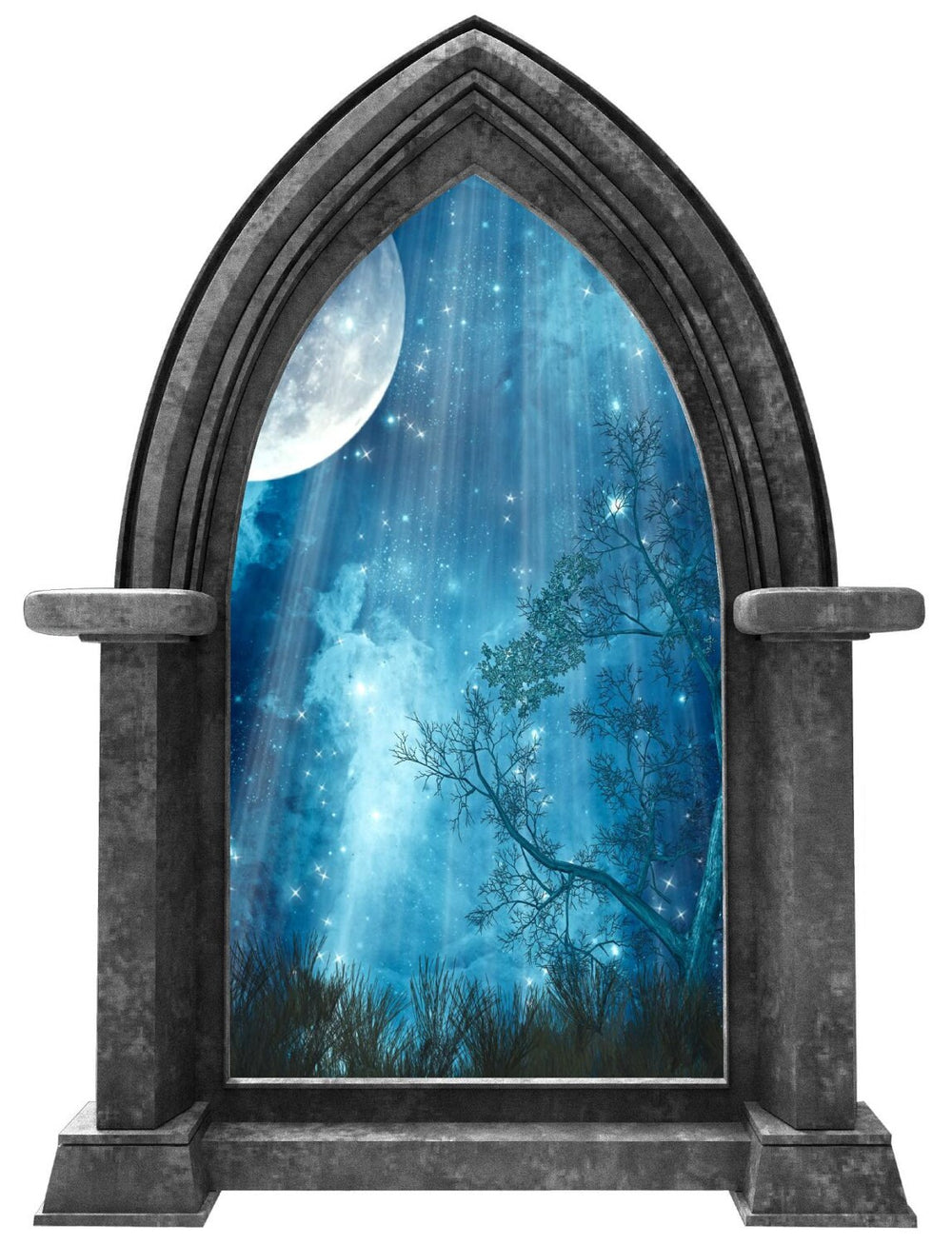 CastleScape Fairytale Moon at Night 1 | Castle Window Wall Decal