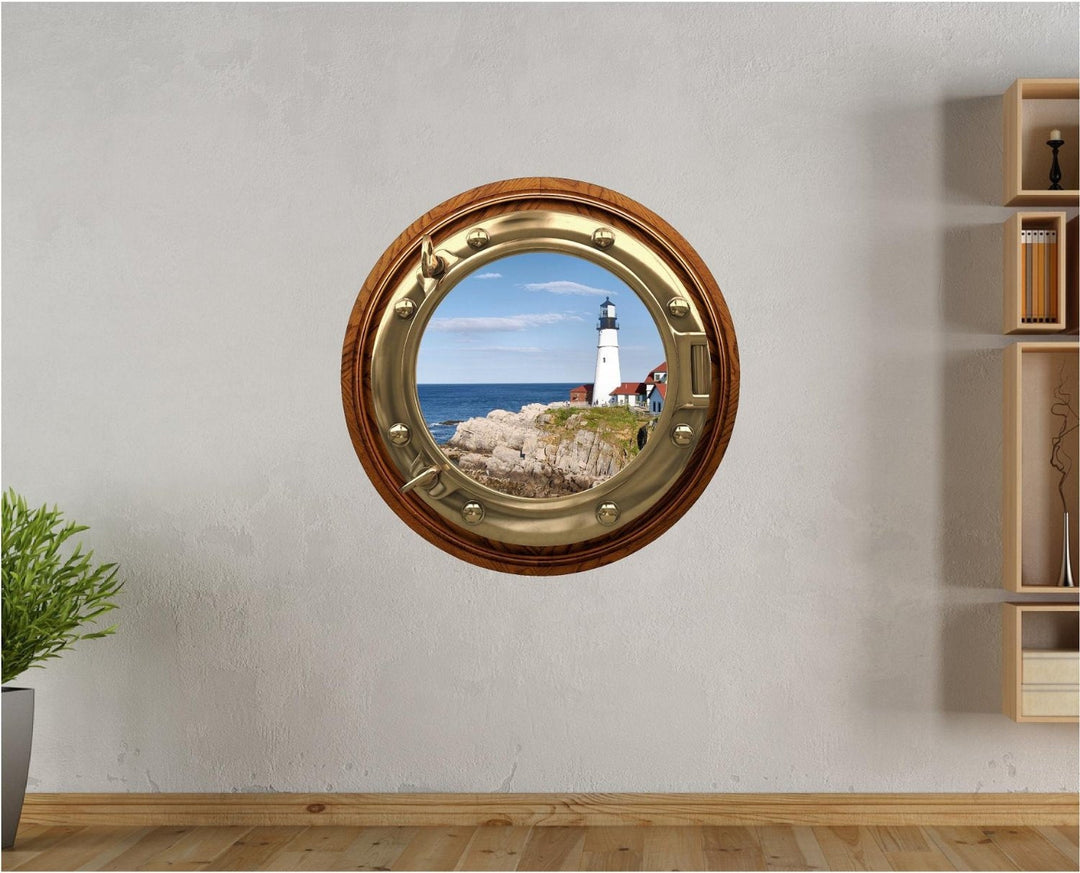 PortScape Lighthouse 2 | Ocean Porthole Window Wall Decal