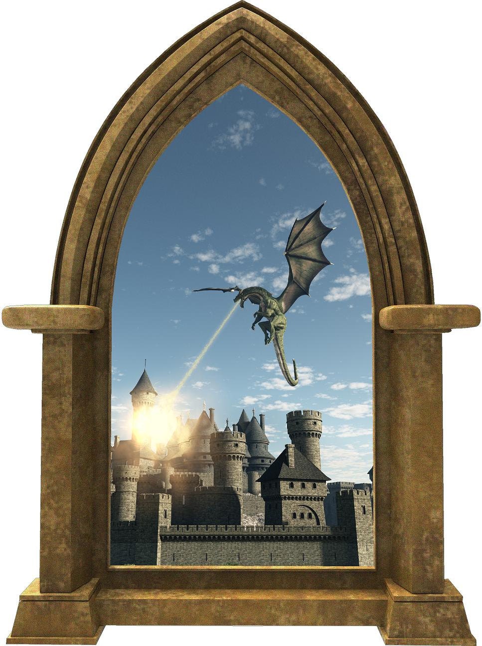 CastleScape Kingdom Under Fire 1 | Castle Window Wall Decal
