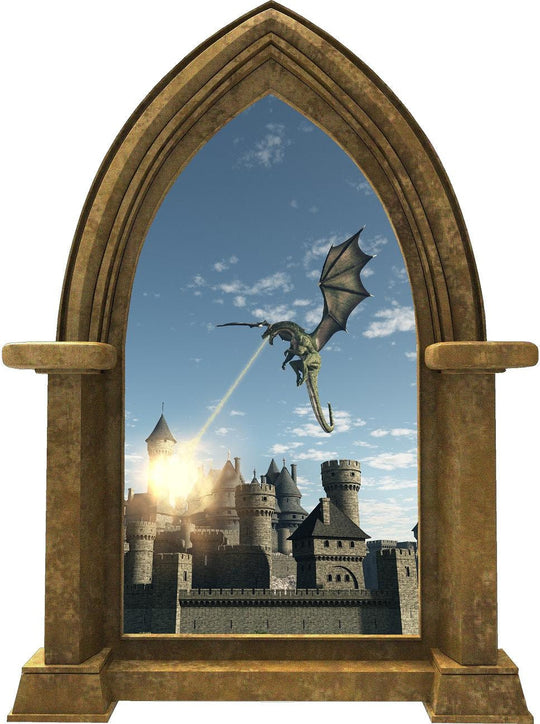 CastleScape Kingdom Under Fire 1 | Castle Window Wall Decal