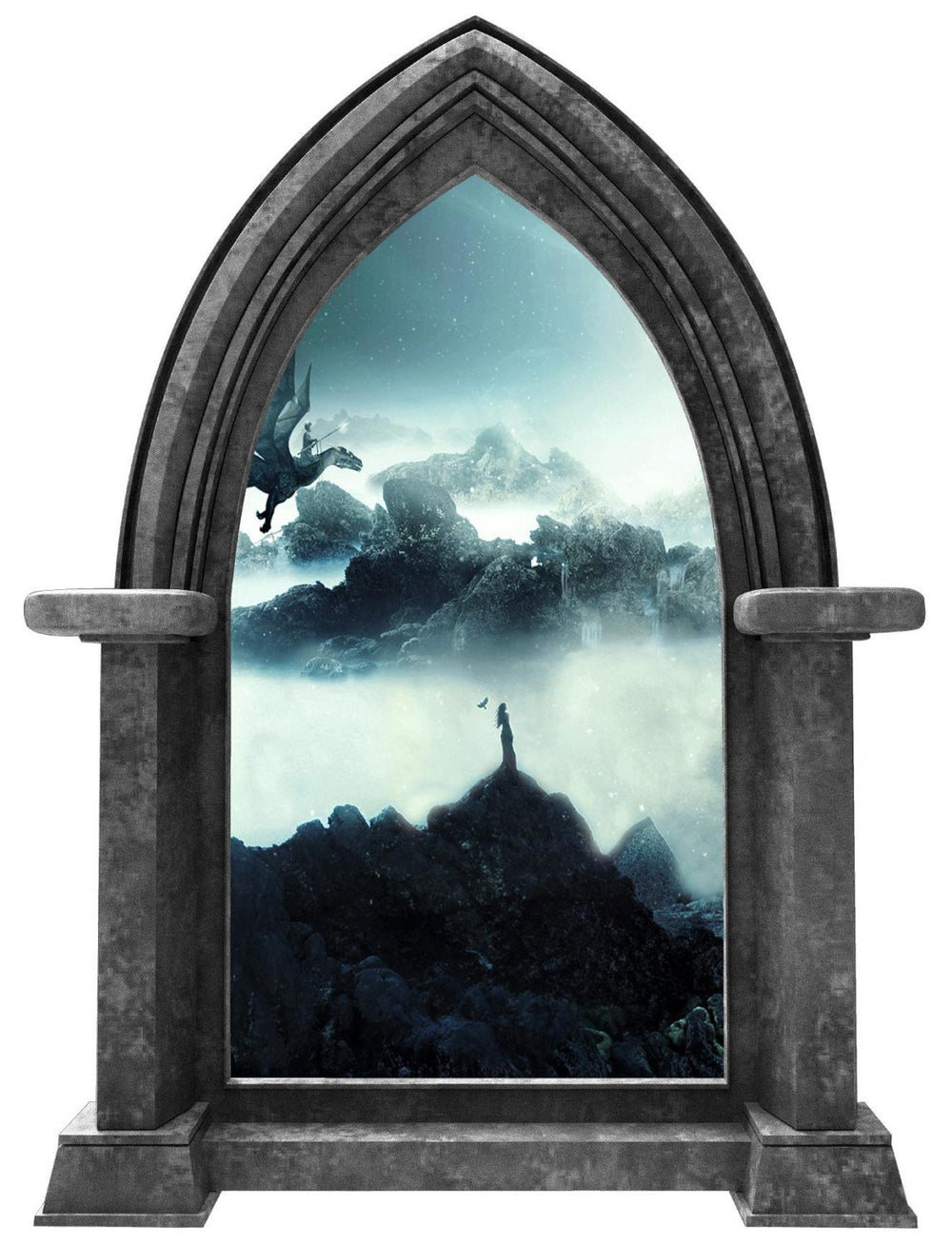 CastleScape Dragon Rider 1 | Castle Window Wall Decal