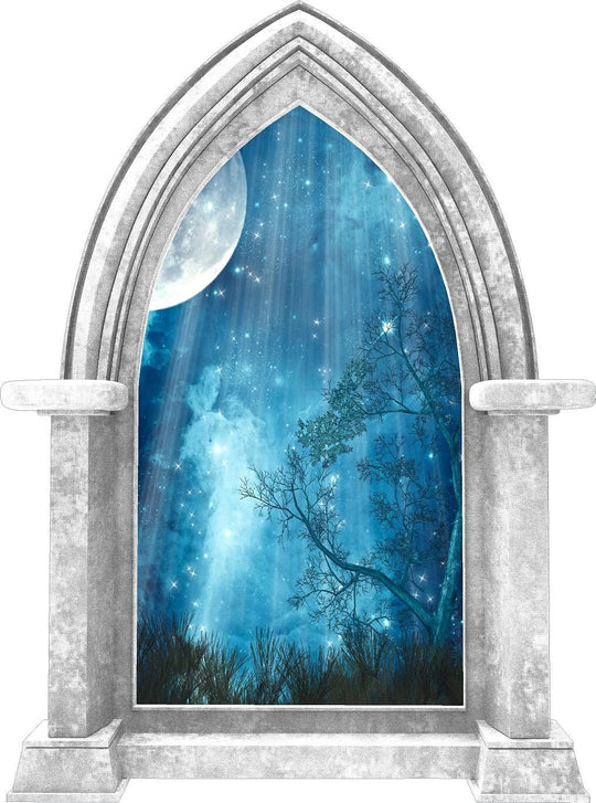 CastleScape Fairytale Moon at Night 1 | Castle Window Wall Decal