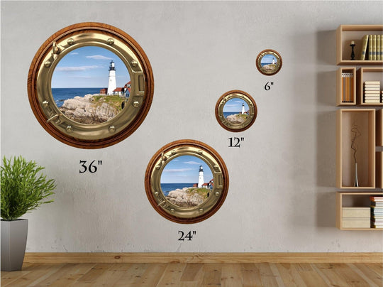 PortScape Lighthouse 2 | Ocean Porthole Window Wall Decal